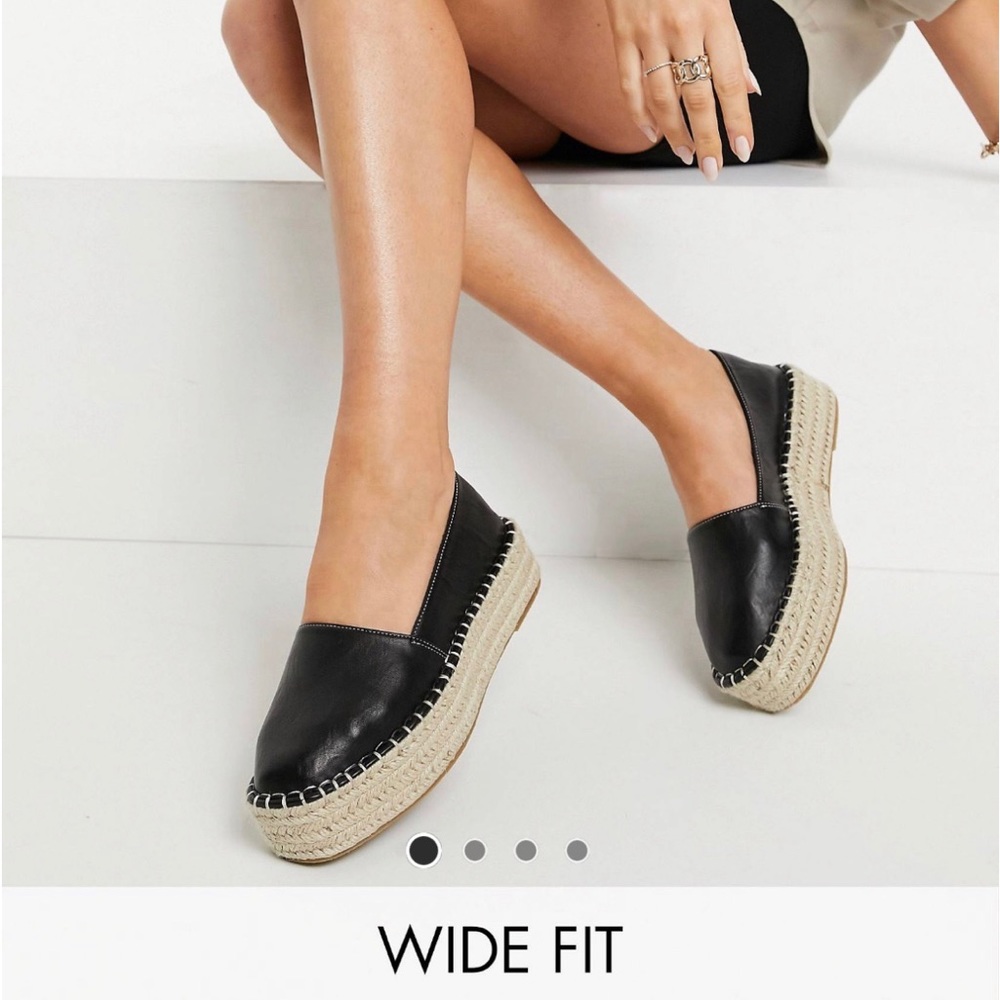 ASOS Wide Fit Flatform Leather Espadrilles | Size 11